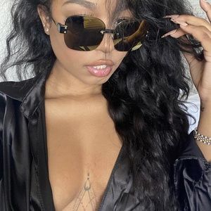 Black Gold Oversized Square Fashion Sunglasses